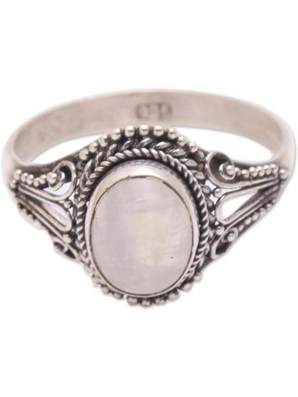 Handmade Rainbow Moonstone Ring in .925 Sterling Silver - Bali Gemstone Jewelry